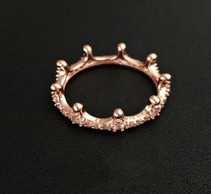 Brand New 18K Rose Gold plated Crown Ring with CZ Diamond Original Gift box for 925 Sterling Silver Jewelry Rings Women5879298