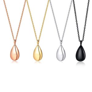 Rostfritt stål vatten droppe tårformat hänge minnesmärke Keepsak Locket Gift Cremation Ash Urn Pendant Necklace Jewelry for Women325Z