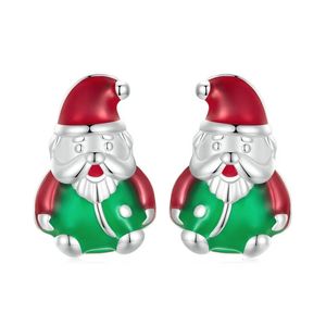 Ohrstecker aus 925er-Sterlingsilber, Weihnachtsmann-Ohrring, Ohrstecker, Schnalle, leuchtende Weihnachts-Ohrringe, Anhänger für Frauen, Mädchen, Dame, Geschenk, präsentiert süß 231130