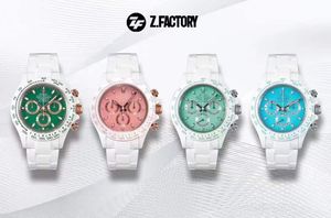 ZF Montre de Luxe Luxury Watch 40mm 4130 Chronograph Mechanical Movement Ceramic Case Designer Watchs Mens Watches armbandsur