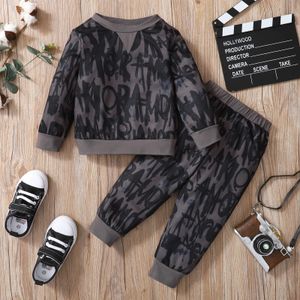 Zestawy odzieży zima maluch dziecięcy bluza bluzy litery Letters Długie rękawy spodnie 2pcs Fall Tracksuit Ubrania 231201