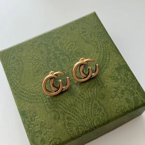 Classic Letter Studs Have Stamps Retro Gold Earrings Designer for Women's Wedding Party Birthday Gift Jewelry