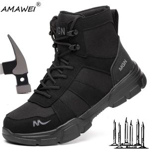 Botas AMAWEI Trabalho Indestrutível Sapatos de Segurança Homens Aço Toe Punctura Prova Sapatilhas Masculino Calçado Mulheres 231130