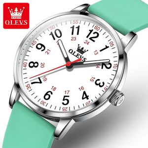 الساعات النسائية Olevs 9953 Women's Watches Purse Original Quartz Watch for Woman مقاومة للماء حزام سيليكون مضيء بسيط أنيق 231201