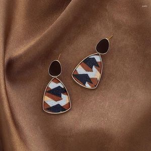 Dangle Earrings European And American Women Contrast Color Oil Painting Fabric Water Drop Ins Autumn Winter Wholesale