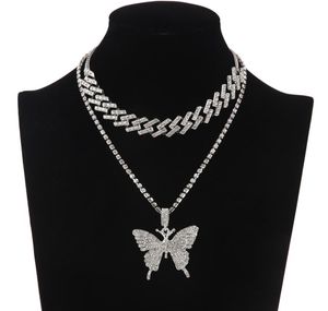 Moda Takı Glam Kelebek Kolye Seti Rhinestone Ciski Kolye Kadınlar Bling Beyanı Jewelry7077977