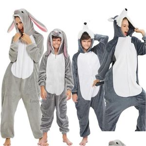 Pyjamas vinter djur varg onesie barn kigurumi sömnkläder för kvinnor pyjamas jumpsuit flicka pojke filt sover overaller leverera ot79r