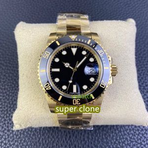 Clean Factory 126618 Watch Mechanical Cal.3135 Ruch 40 mm czarna tarcza 904L drobna stalowa rama ceramiczna Sapphire Crystal Glass Szwajcarskie lodowe niebieskie wodoodporne wodoodporne