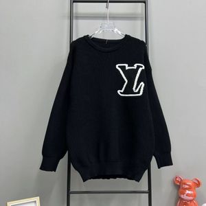 Wool wełniany z literowym wzorem w kolorze załogi szyi bluza dzianina z długim rękawem unisex płaszcz ciepły designerski sweter męski sweter