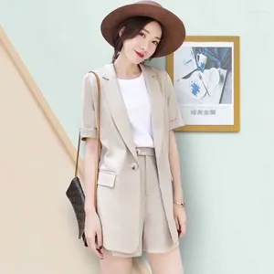 Women's Tracksuits Summer Outfits For Women 2023 Office Lady Shorts 3 Piece Set Blazers Elastic-waisted Womens Clothing In Matching Sets