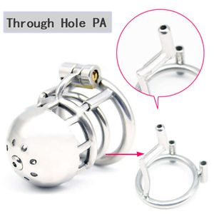 New Chaste Bird New Arrival 316 Stainless Steel Male Through Hole PA Chastity Device Penis Ring Cock Cage Adult Sexy Toys "Bridge"-03