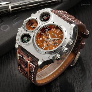 Zegarki na rękę na rękę luksusowe męskie marka Top marka Dual Time Quartz Analog Watch Męs