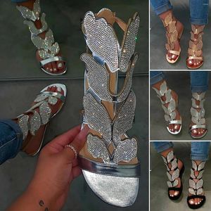 Sandaler Crystal Women's Rhinestone Heel Ladies Casual Toe Low Open Shoes Women Summer With Heels Wedge For