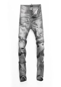 RASGADO JOELHO LAVAGEM SEXY JEANS Clássico Moda Homem Calças Hip Hop Rock Moto Mens Casual Designer Calças Angustiado Skinny 99996983358381