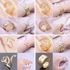 Necklace Earrings Set 2pcs/Lot Fashion Bracelet Ring Jewelry Stainless Steel Punk Gold Plated Luxury Bangle Rings For Women Gift