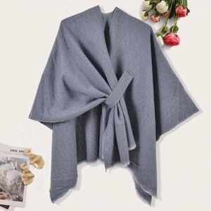 Scarves Thick Shawl Wrap Stylish Women's Double-sided Irregular Open Front Bat Sleeve Cardigan Warm Winter Cape Poncho Casual