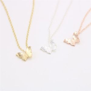 Gold and Silver Fashion Cute Butterfly Pendant Elegant Necklaces for Women Simple Animal Women Long Necklace293F