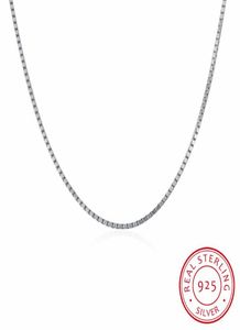 Lekani 2 Sizes Available Real 925 Sterling Silver 1mm Slim Box Chain Necklace Womens Mens Kids 4045cm Jewelry Kolye Collares2985872