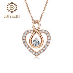 Chokers GEM'S BALLET 05 Ct 5mm Heart Pendant Necklace with Infinity Loop in 925 Sterling Silver Gift for Her 231130