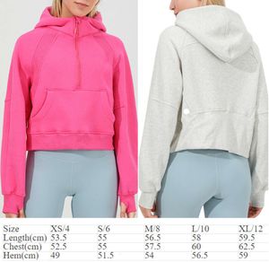 LL-5478 Hoodies tränar fitness bär kvinnors yoga outfit sportkläder yttre korta jackor utomhuskläder casual vuxen löpning huva