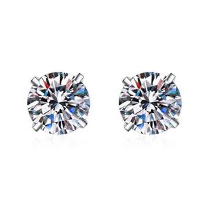 Real 02-1ct D Color VVS1 Stud Earrings for Women Gift 925 Sterling Silver Moissanite Ear Studs Pass Diamond Test244Z