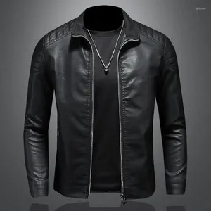 Kurtki męskie M-5xl stojące kołnierz Jacke Motocyklowe odzież moda Trend Personalizowana skórzana kurtka 2023