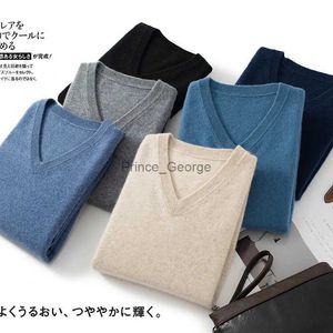 Men's Sweaters Plus Size 5XL Men's Cashmere Sweater Warm Pullovers V-Neck Knit Winter New Tops Male Woollen Knitwear JumpersLF231114L2402