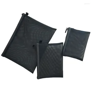 Aufbewahrungstaschen Schwarz weißer Nylon Mesh Bag Einfacher tragbares Make -up Kosmetischer Organizer Reisen Sie tägliche Bad Badezimmer Toilette Toilette