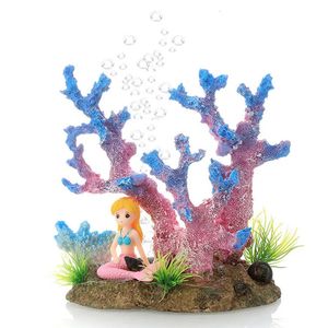 Coral Aquarium Accessories Decoration Resin Simulation Coral Mermaid Simulation Coral Reef Ornaments Aquarium for Fish Tank Accessorie 231201