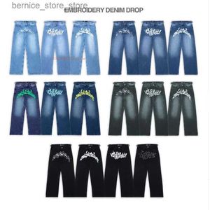 Men's Pants Europeamerican Tide Brand Jeans Men Women Ins Explosion Models Brand Casual Denim Pants Street Personality Design Printing Jeans Q231201