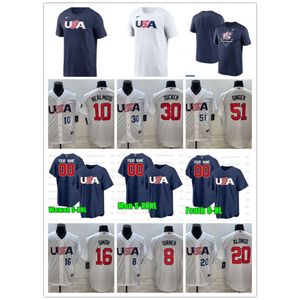 2023 World Baseball USA Jersey 22 Clayton Kershaw 7 Tim Anderson 20 Pete Alonso 3 Mookie Betts 8 Trea Turner 27 Mike Trout 10 J. T. RealMuto 15 Bobby Witt Jr. National