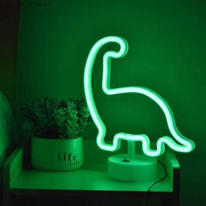 Znak LED Znak Śliczne Dinozaur Neon Znak W kształcie zwierząt Dziecko Dziecko Lekkie Bateria Bateria USB Power Lampy stołowe do sypialni domowe dekoracje przedszkola YQ231201