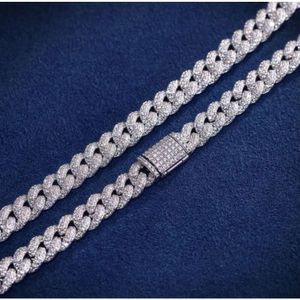 Fast Delivery Vvs Moissanite 3 Rows Cuban Necklace 17mm Chain Iced Out Round Brilliant Cut Diamond Oem 925 Silver Bracelet