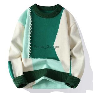 Herrtröjor 2024 Toppdesigner Mens Fashion Patchwork Sweater Korean High End Luxury Cashmere Winter Sweaters Men Soft Warm Autumn PulloverSLF231114L2402