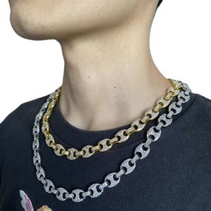 Designer Necklace cuban Link Hip Hop Necklace 13mm Pig Nose Miami Personalized Alloy Water Diamond Men's Cuban Chain Hip Hop Necklace Men Jewelry