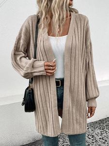 Maglieria da donna Cardigan in maglia ampia da donna manica lunga aperta sul davanti tinta unita maglione giacca autunno inverno per casual quotidiano