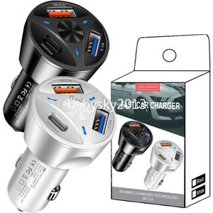 Snabb snabb laddning 55W PD 20W USB C Car Charger B1 Auto Power Adapter 12W för iPad iPhone 13 14 15 Samsung S23 S22 S24 Xiaomi Huawei med låda