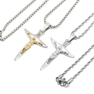 Pendant Necklaces Cross Necklace Stainless Steel Charm Crucifix Jesus 35 46mm 24'' For Women Men Jewelry Gifts Findings