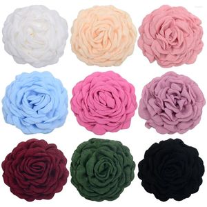 Decorative Flowers 5Pcs 12cm Stereoscopic Burnt Edge Rose Camellia Flower Heads Artificial DIY Handmade Hairpin Brooch Apparel Accessories