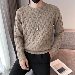 Erkek Sweaters Erkekler Beyaz O-Collar Sweaters Giyim Kış Sweater Erkekler Katlar Maddi Çizgili Kültürü Erkek Yavaş Tlenk Sonbahar S-3XL 231130