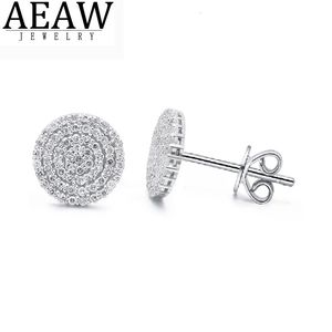 Stud AEAW Brincos para Mulheres Tendência Sólida 10K Brincos de Ouro Flor Configuração Mossanite Diamante Gems Jóias de Casamento 231201