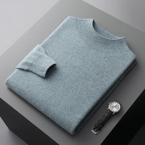 Erkek Sweaters Sonbahar/Kış Erkekler Kaşmir Kazak Birinci Hatta Hazır Giyim Pullover Yarım Belvek Kazık Sweater Saf Yün Örgü Gömlek 231130