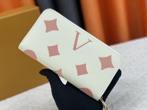 Projektanci mody zippy portfele męskie skórzane portfele zamek błyskawiczne wysokiej jakości kwiaty torebki monety torebki tytanowe Uchwyt karty