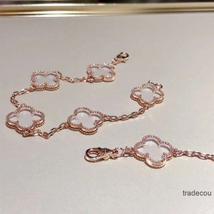 Designer Jewelrys Van Clover Bracelet Four Leaf Clover Mother of Pearl 18ct Gold Branded Love Charm Crystal Diamond Jewellery Gift