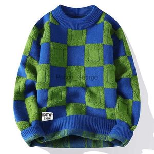 Men's Sweaters 2023 Autumn and Winter New Classic Fashion Plaid Sweater Men's Casual Loose Comfortable Thick Warm High Quality Knitwear M-4XLLF231114L2402