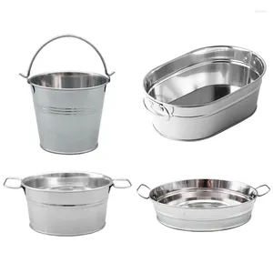 Plates Stainless Steel Metal Bucket Fried Chicken Dish Party Supplies Candy Buffet Gift For Kitchen Restaurant