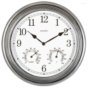 Wall Clocks Indoor/Outdoor Clock With And Hygrometer For Temperature Humidity Durable Plastic Lens Crystal Quartz Mov