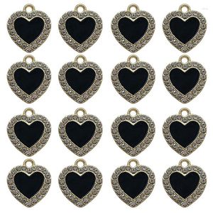 Charms 10 Stück 14/16 mm 5-farbig Schwarz Weiß Rosa Blau Rot Mini Pfirsich Herz Öl tropfender Anhänger DIY Ohrring Halskette Schmuck Zubehör