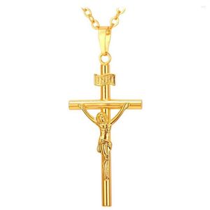 Pendant Necklaces Collare INRI Cross Pendent Men Jewelry Gold Silver Black Color Religious Christian Crucifix Necklace Women P579235H