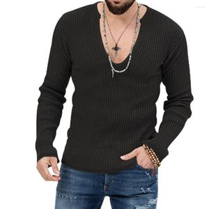Men's Sweaters Mens Autumn Winter Soft Slim Fitting Knitted V-Neck Pullover Sweater Lightweight Knitwear Long Sleeve Casual Solid Men